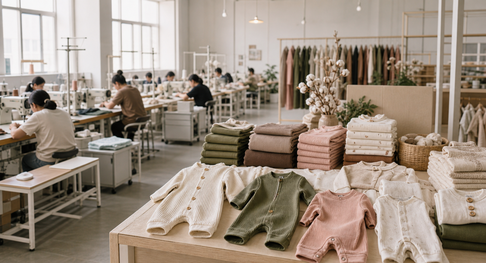 JC Apparel baby clothing factory production floor in Dongguan