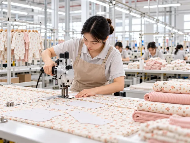 Illustration of fabric cutting and preparation